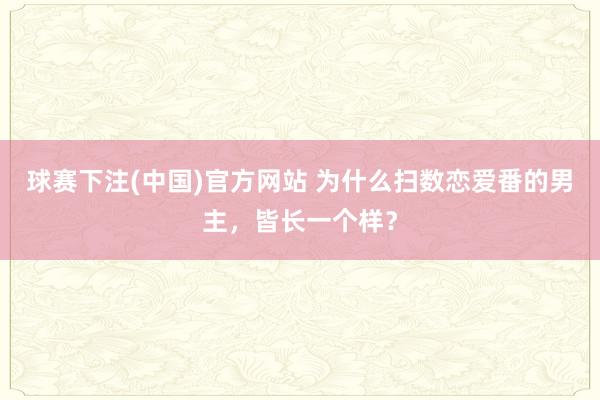 球赛下注(中国)官方网站 为什么扫数恋爱番的男主，皆长一个样？