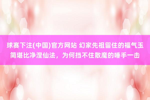 球赛下注(中国)官方网站 幻家先祖留住的福气玉简堪比净涅仙法，为何挡不住散魔的唾手一击