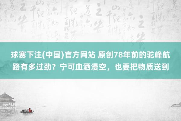 球赛下注(中国)官方网站 原创78年前的驼峰航路有多过劲？宁可血洒漫空，也要把物质送到