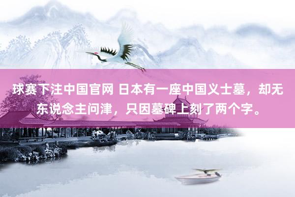 球赛下注中国官网 日本有一座中国义士墓，却无东说念主问津，只因墓碑上刻了两个字。
