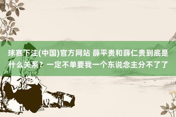 球赛下注(中国)官方网站 薛平贵和薛仁贵到底是什么关系？一定不单要我一个东说念主分不了了