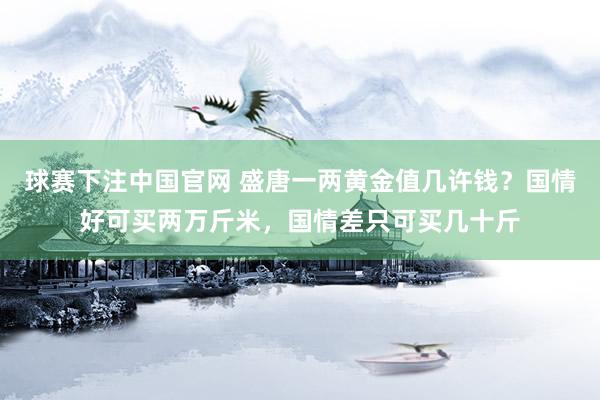 球赛下注中国官网 盛唐一两黄金值几许钱？国情好可买两万斤米，国情差只可买几十斤