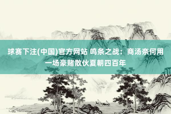 球赛下注(中国)官方网站 鸣条之战：商汤奈何用一场豪赌散伙夏朝四百年