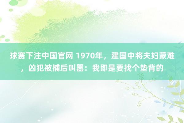 球赛下注中国官网 1970年，建国中将夫妇蒙难，凶犯被捕后叫嚣：我即是要找个垫背的