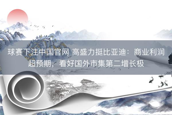 球赛下注中国官网 高盛力挺比亚迪：商业利润超预期，看好国外市集第二增长极